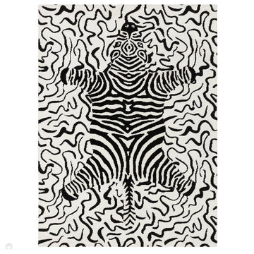 Wilder Zebra Modern Animal-Inspired Textured Soft-Touch Knitted Polyester Shimmer Durable Easy-Care Low Profile Short Pile Mono/White/Black Rug-Asiatic Carpets-Rug Love - The Most Loved Rug Store
